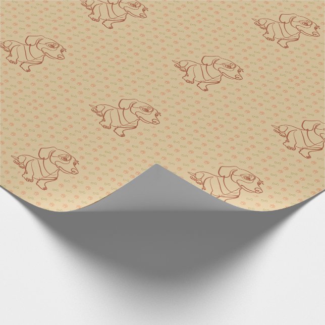 Dachshund Decorative Line Art Pattern Wrapping Paper (Corner)