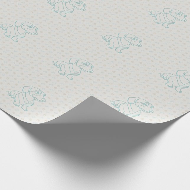 Dachshund Decorative Line Art Pattern Wrapping Paper (Corner)