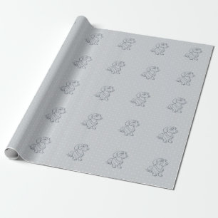 Dachshund Decorative Line Art Pattern Wrapping Paper
