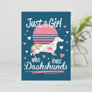 Dachshund Design, Just A Girl Who Loves Dachshunds Thank You Card