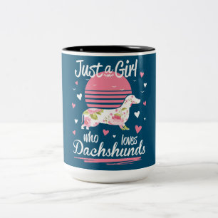 Dachshund Design, Just A Girl Who Loves Dachshunds Two-Tone Coffee Mug