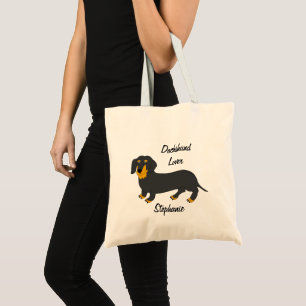 Dachshund Design Personalised Tote Bag