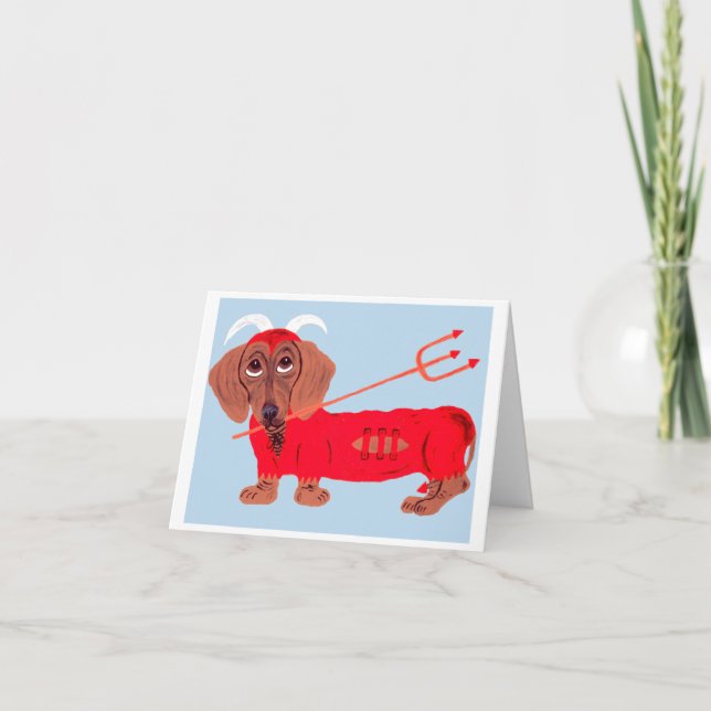 Dachshund Devil Holiday Card (Front)
