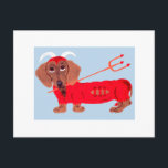Dachshund Devil Holiday Postcard<br><div class="desc">The whimsy of this doggie is meant to bring joy to someone's day!</div>