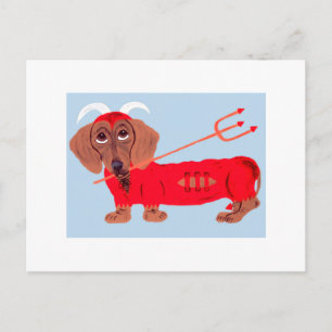 Dachshund Devil Holiday Postcard