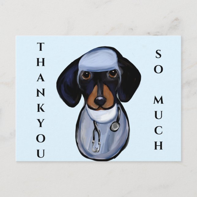 DACHSHUND DOCTOR POSTCARD (Front)