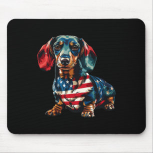 Dachshund Dog 4th Of July American Flag Gifts For Mouse Pad
