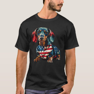 Dachshund Dog 4th of July American Flag Gifts for T-Shirt