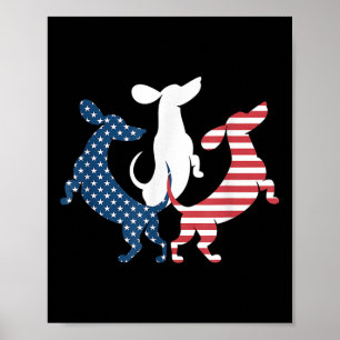 Dachshund Dog 4th Of July American Patriotic Usa F Poster