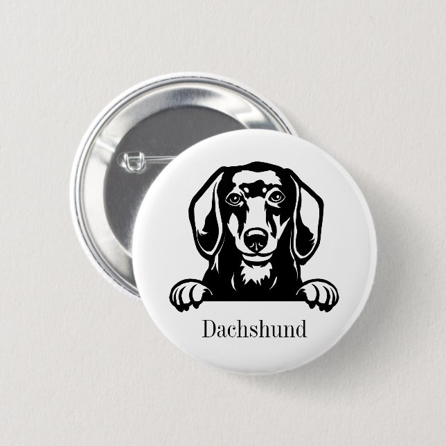 dachshund dog  6 cm round badge (Front & Back)