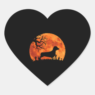 Dachshund Dog And Moon Funny Halloween Costume Heart Sticker
