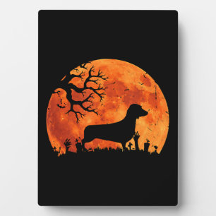 Dachshund Dog And Moon Funny Halloween Costume Plaque