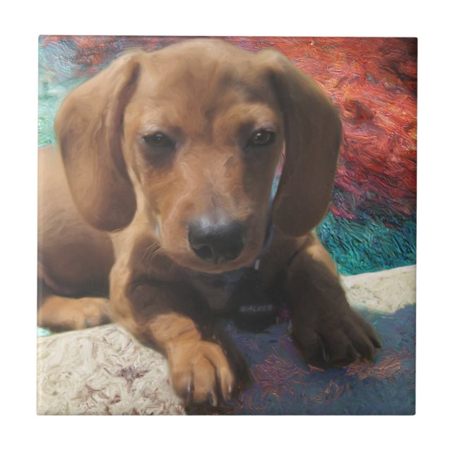 Dachshund - Dog Art - Painting - Pet Portrait Tile (Front)