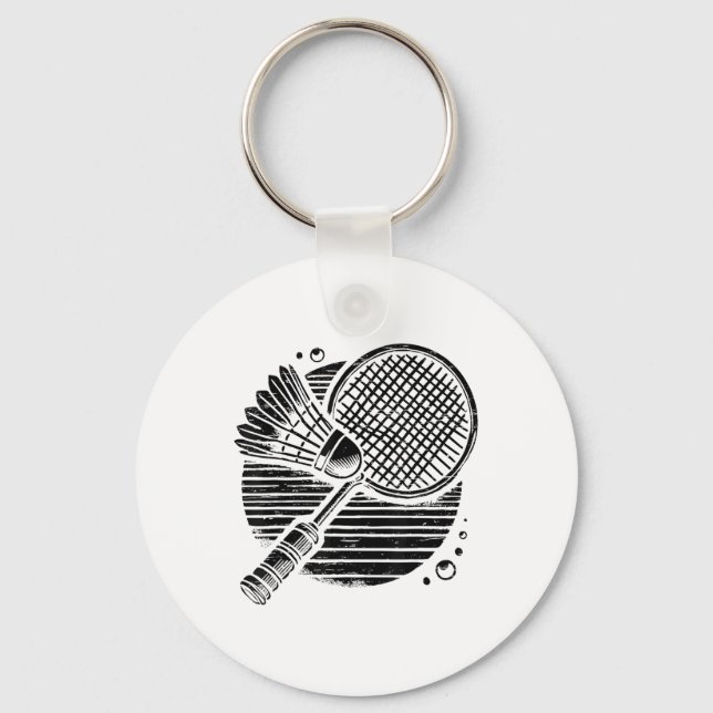 Dachshund Dog Badminton Player Shuttle  Key Ring (Front)