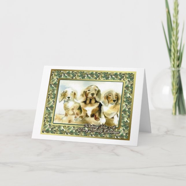 Dachshund Dog Blank Christmas Card (Front)
