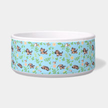 Dachshund Dog Bowl Spring Floral Pastel Pet Design