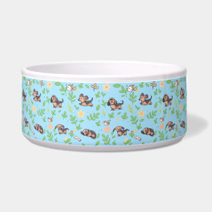 Dachshund Dog Bowl Spring Floral Pastel Pet Design