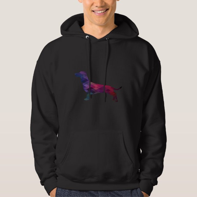 Dachshund Dog Breed Silhouette Geometric Pattern I Hoodie (Front)