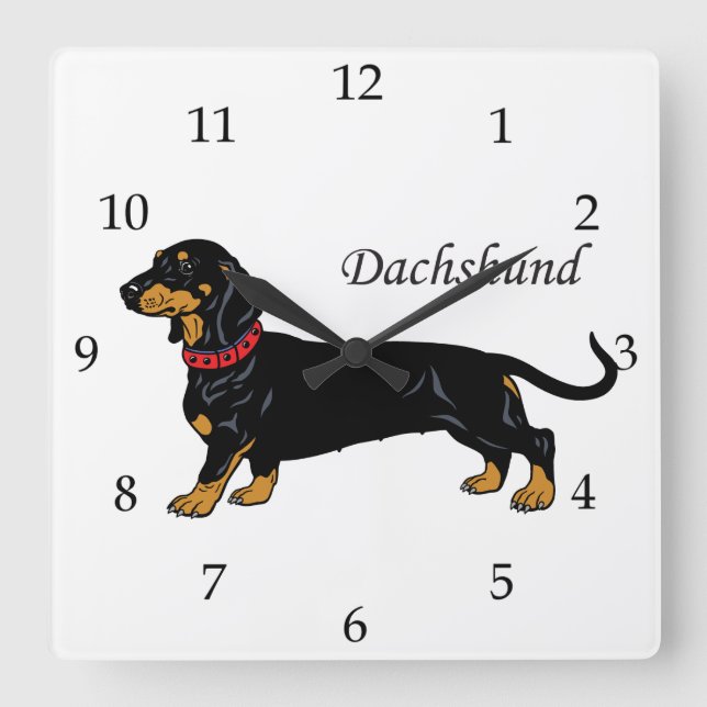 Dachshund Dog Breed Square Wall Clock (Front)
