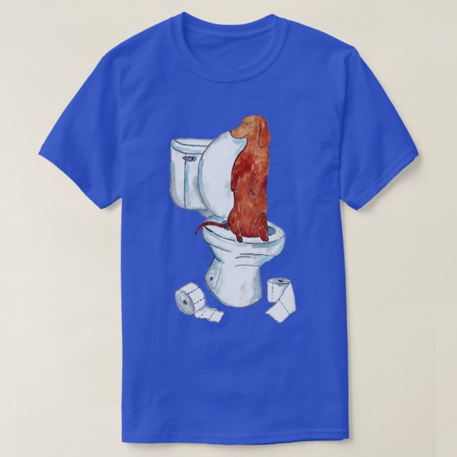 Dachshund dog brown short hair toilet Painting 1 T-Shirt (Design Front)