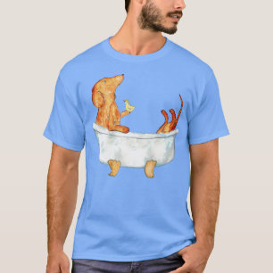 Dachshund dog brown short hair toilet Painting 2 T-Shirt