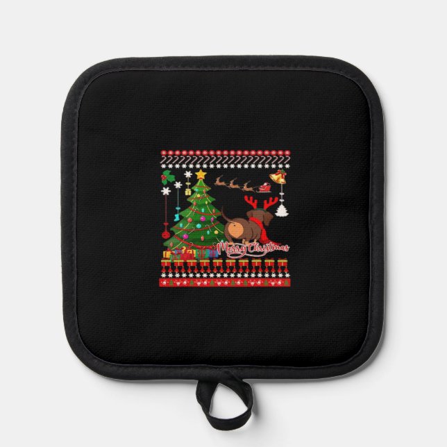 Dachshund Dog Butt Christmas Ugly Classic T-Shirt Pot Holder (Front)