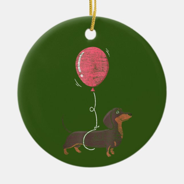 Dachshund Dog Ceramic Tree Decoration (Front)
