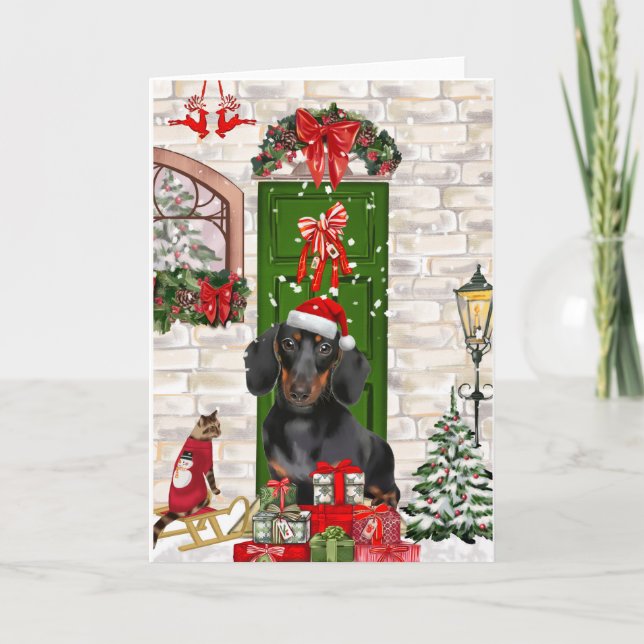 Dachshund Dog Christmas   Card (Front)