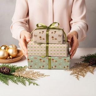 Dachshund Dog Christmas Chequerboard Sweater Bow Wrapping Paper Sheet