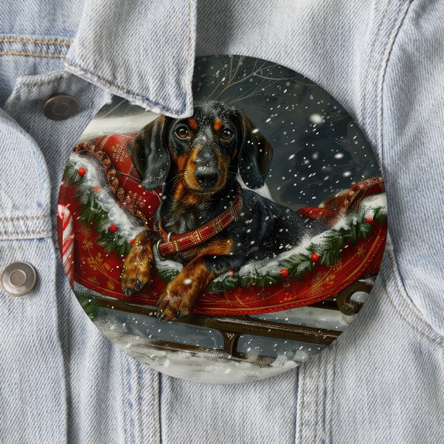 Dachshund Dog Christmas Festive  6 Cm Round Badge (In Situ)