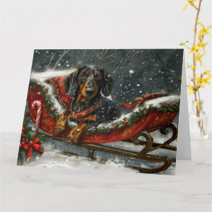 Dachshund Dog Christmas Festive  Card
