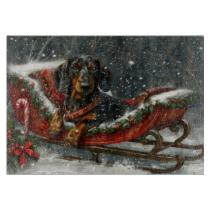 Dachshund Dog Christmas Festive Cutting Board