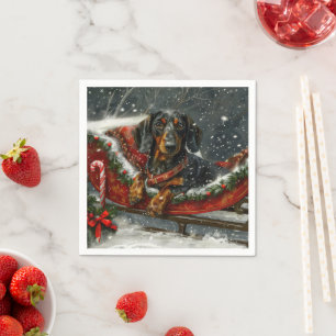 Dachshund Dog Christmas Festive  Napkin
