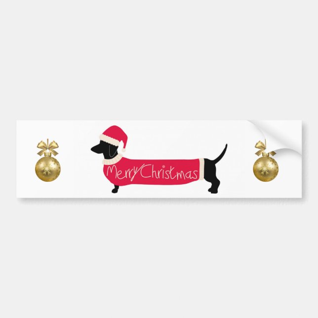 Dachshund Dog Christmas Greetings Bumper Sticker (Front)