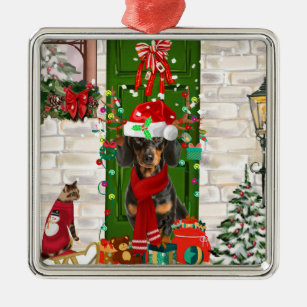 Dachshund Dog Christmas    Metal Tree Decoration