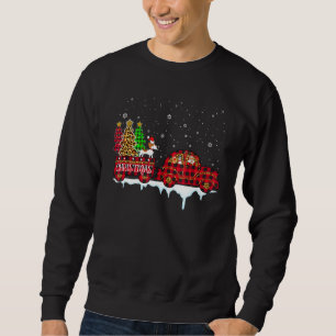 Dachshund Dog Christmas Red Plaid Truck Santa Xmas Sweatshirt