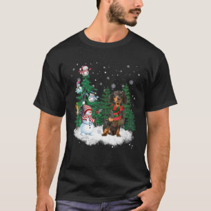 Dachshund Dog Christmas Snowman Xmas Tree Pajama T-Shirt