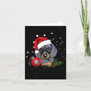 Dachshund Dog Christmas Tree Light Santa Xmas Gift Card