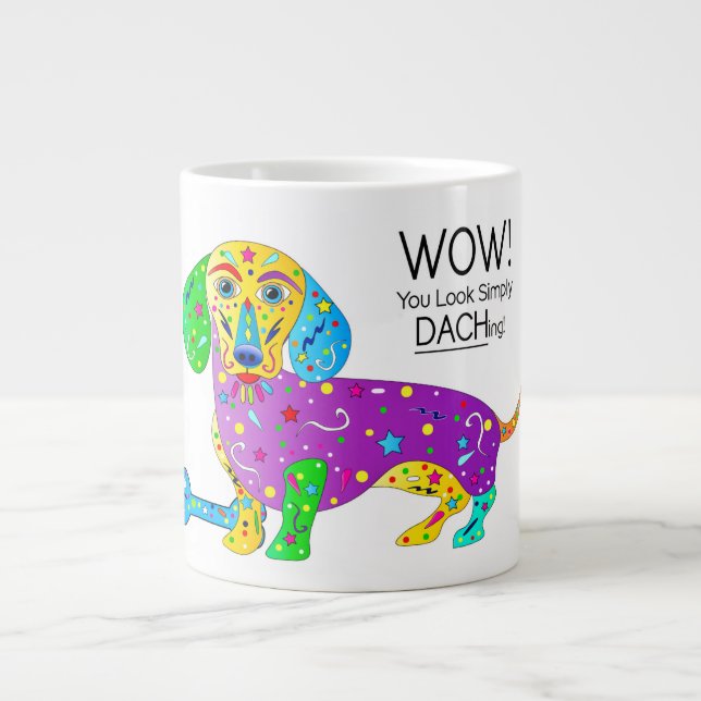 Dachshund Dog Colourful Kaleidoscope Collection Large Coffee Mug (Front)