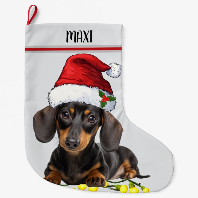 Dachshund Dog Custom Pet Large Christmas Stocking (Front)
