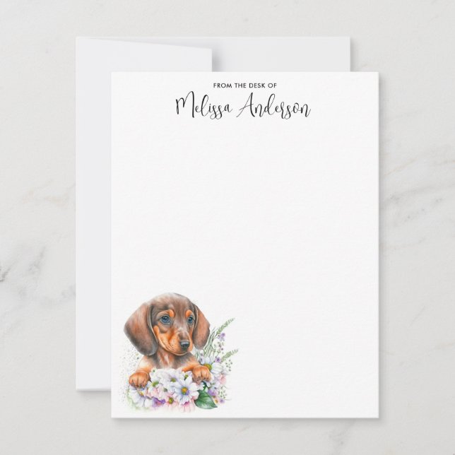 Dachshund Dog Cute Puppy Watercolor Personalised Card (Front)