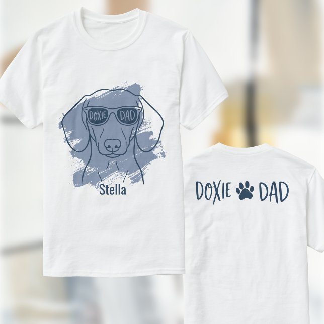 Dachshund Dog Dad Shirt - Custom Name Ice Blue Tee (Creator Uploaded)