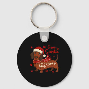 Dachshund Dog Dear Santa It's A Long Story Funny C Key Ring
