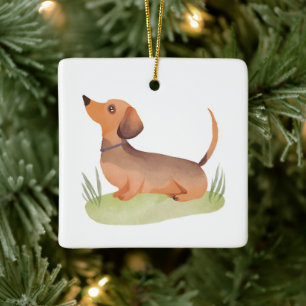 Dachshund Dog   Dog Pet Watercolor Ceramic Ornament