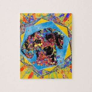 Dachshund dog  - Doxie Abstract Mixed Media Jigsaw Puzzle
