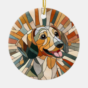 Dachshund dog  - Doxie -colourful mosaic Ceramic Tree Decoration
