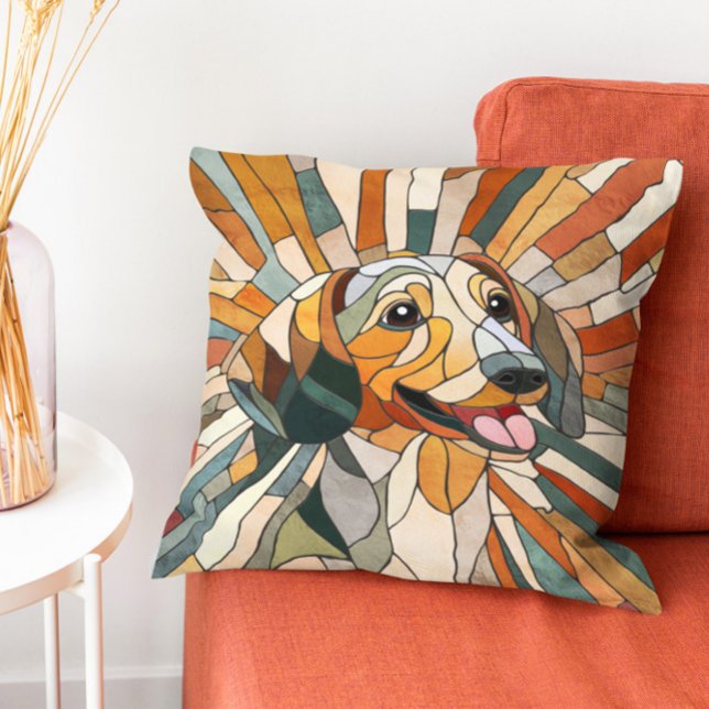 Dachshund dog  - Doxie -colourful mosaic Cushion (Creator Uploaded)