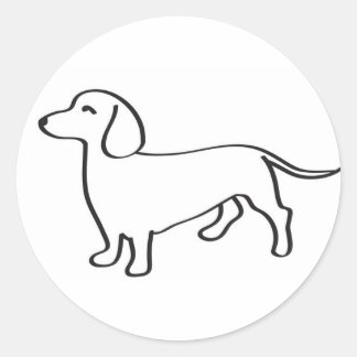 Dachshund Dog Doxie Outline Illustration Classic Round Sticker
