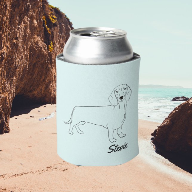 Dachshund dog drawing Can Cooler. Wiener Dog.  Can Cooler (Creator Uploaded)