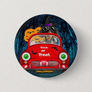Dachshund Dog Driving Car Scary Halloween  6 Cm Round Badge